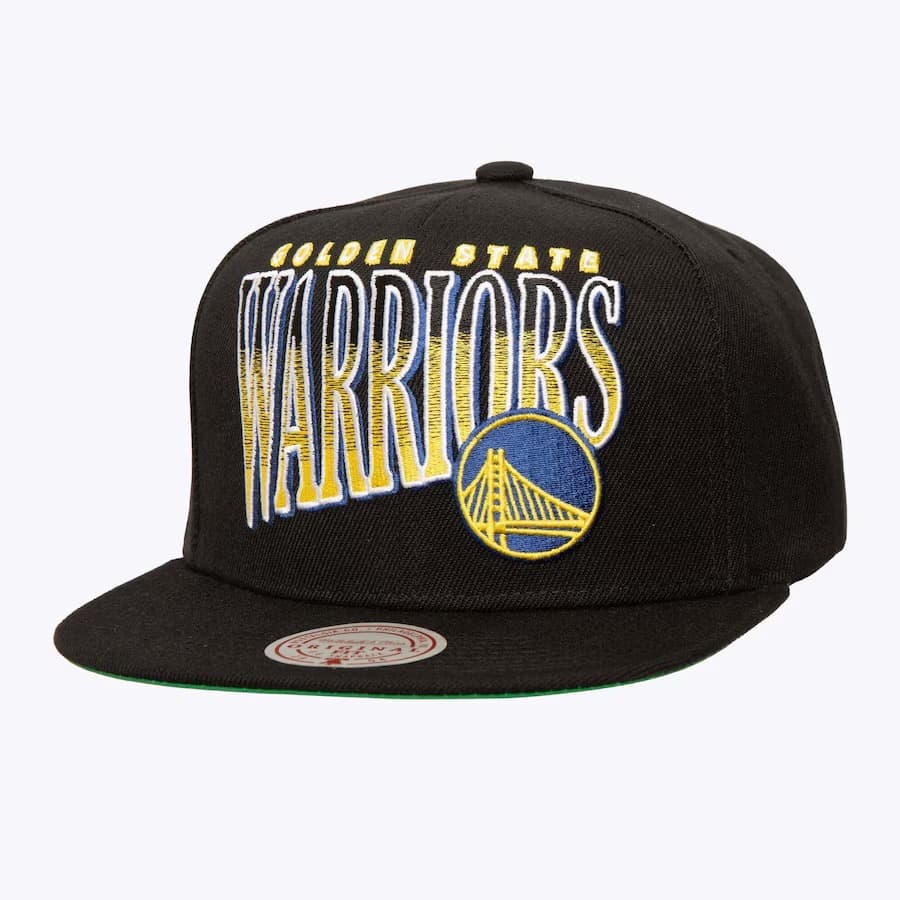 Бейсболка Mitchell & Ness Black Golden State Warriors Line Work OG Snapback Hat