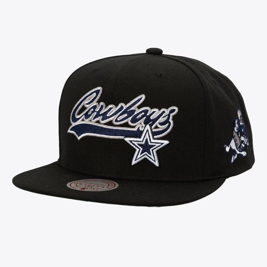 Бейсболка Mitchell & Ness Black Dallas Cowboys Oversweep Snapback Hat