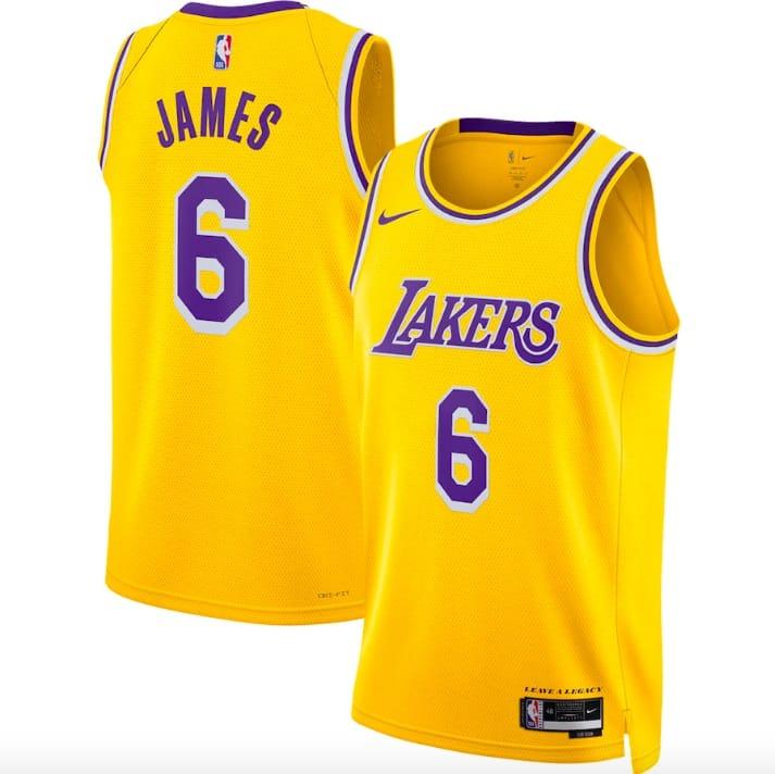 Баскетбольная джерси 2022-23 LA Lakers #6 LeBron James Swingman Icon Gold Jersey
