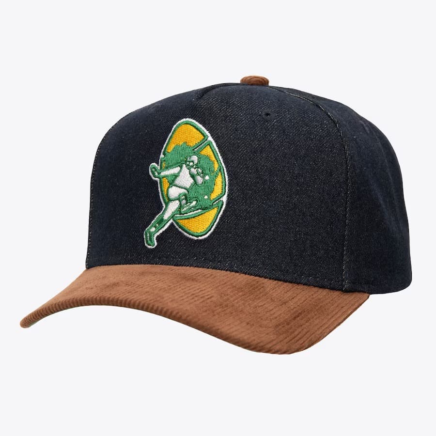 Бейсболка Mitchell & Ness Denim Brown Green Bay Packers Corduroy D-Stressed Pro Snapback Hat