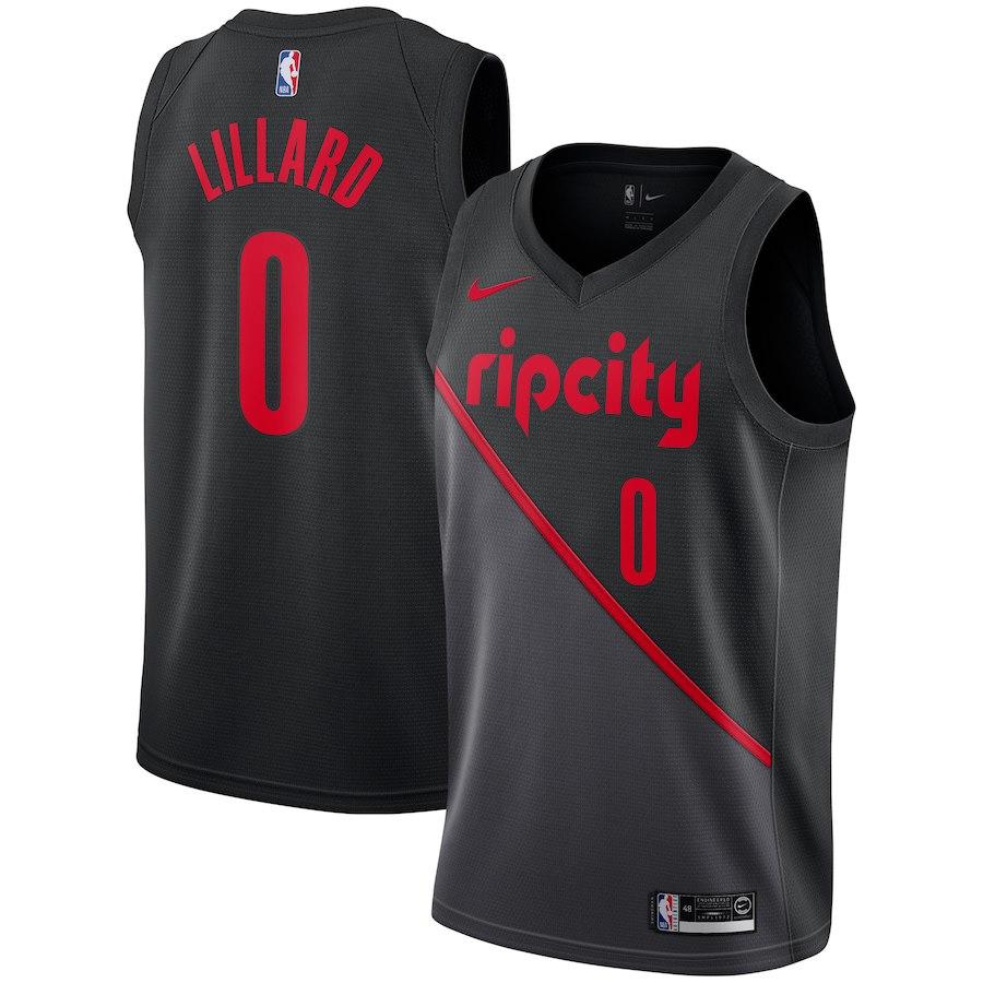 Баскетбольная джерси 2018-19 Damian Lillard Blazers #0 City Black