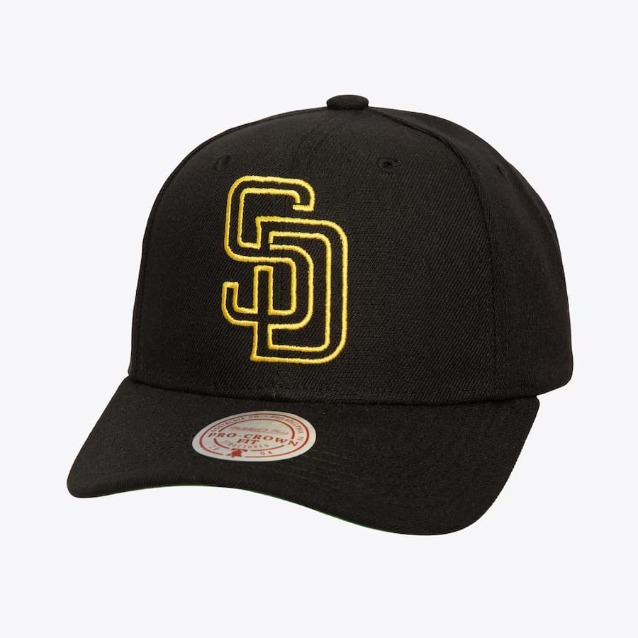 Бейсболка Mitchell & Ness Black San Diego Padres Neon Logo Pro Crown Snapback Hat