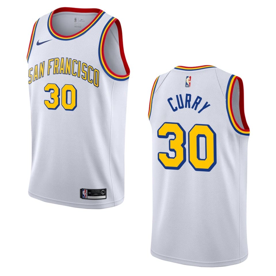 Баскетбольная джерси 2019-20 Warriors #30 Stephen Curry Hardwood Classics Swingman White Jersey