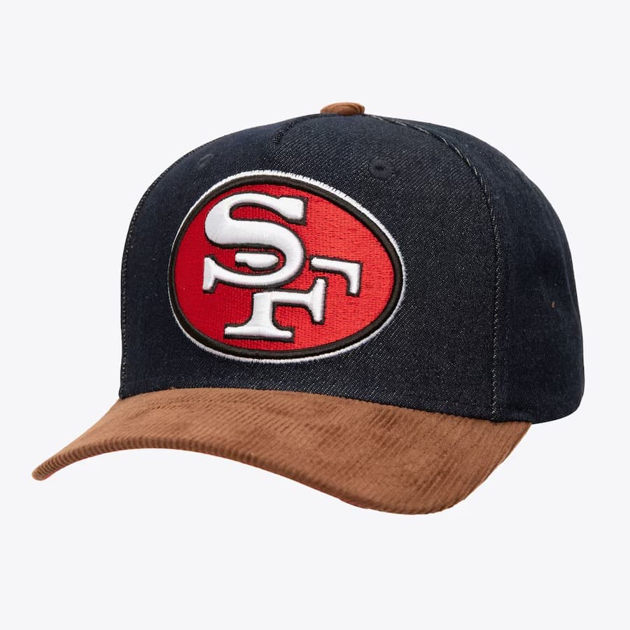 Бейсболка Mitchell & Ness Denim Brown San Francisco 49ers Corduroy D-Stressed Pro Snapback Hat
