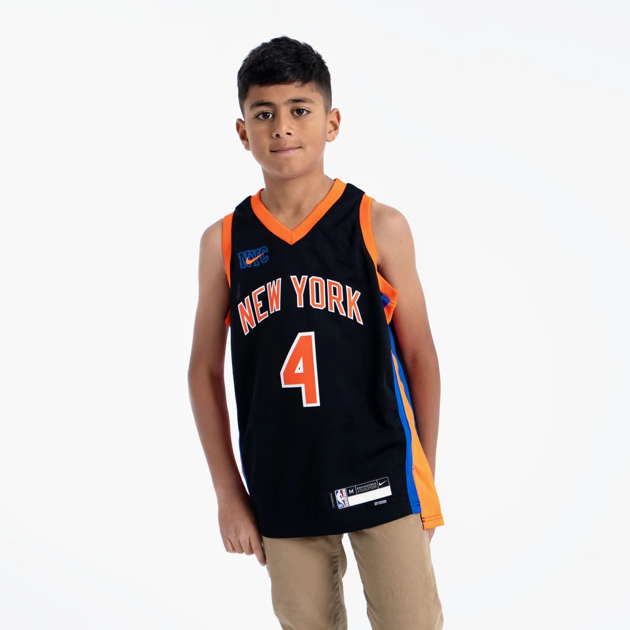 Баскетбольная джерси 2022-23 New York Knicks Derrick Rose #4 Youth Swingman City Edition Black Jersey