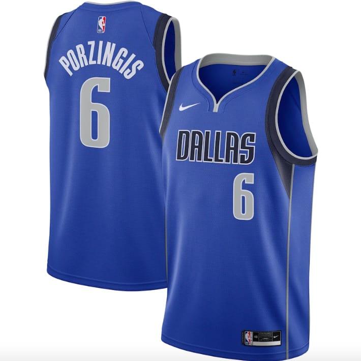 Баскетбольная джерси 2020-21 Dallas Mavericks #6 Kristaps Porzingis Nike Icon Blue Jersey