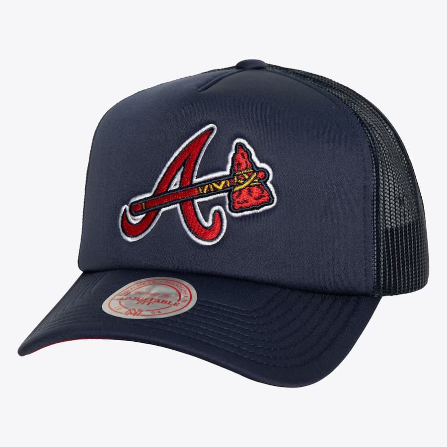 Бейсболка Mitchell & Ness Navy Atlanta Braves Day 4 Snapback Hat