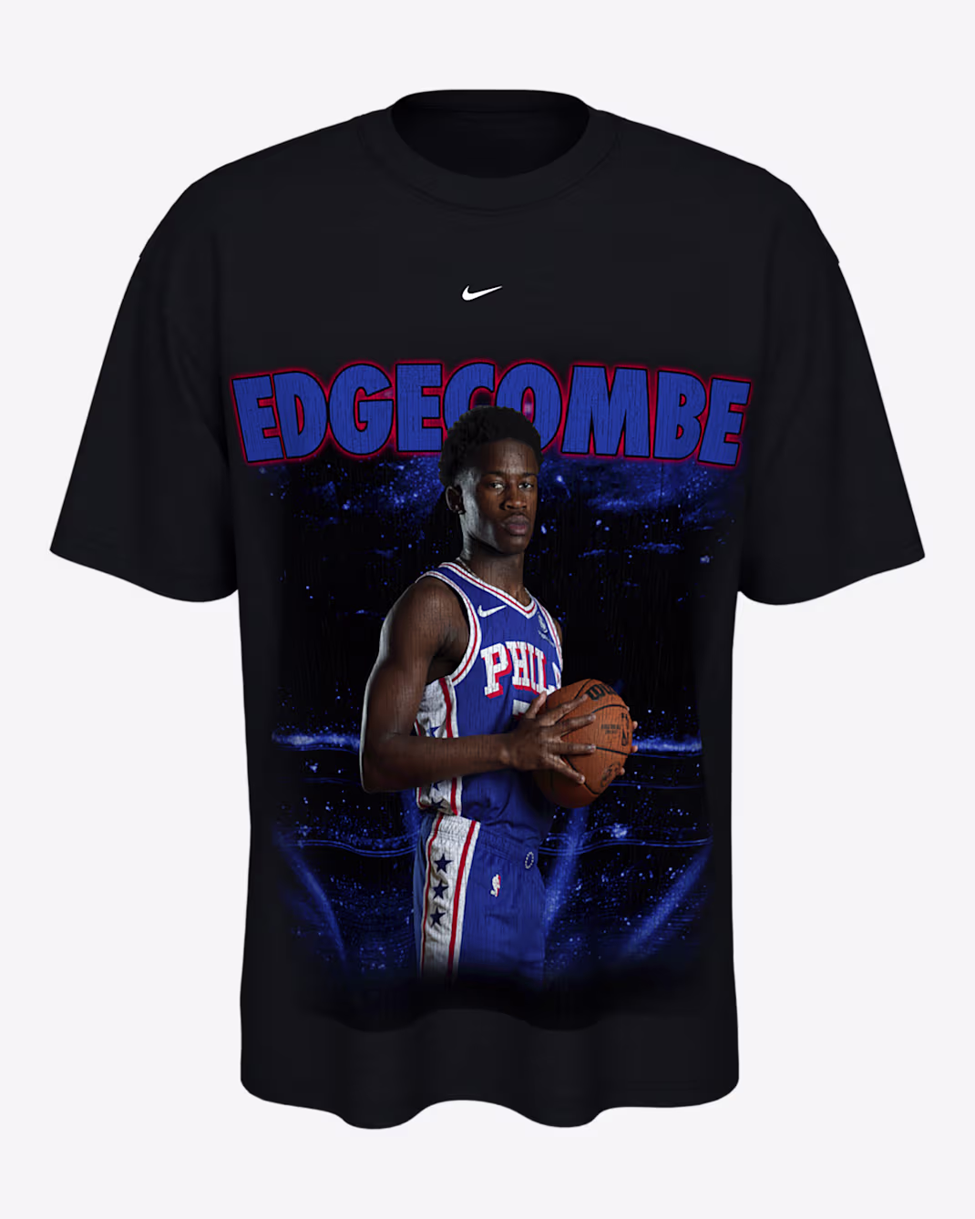 Мужская футболка Nike Max90 V.J. Edgecombe Philadelphia 76ers Black