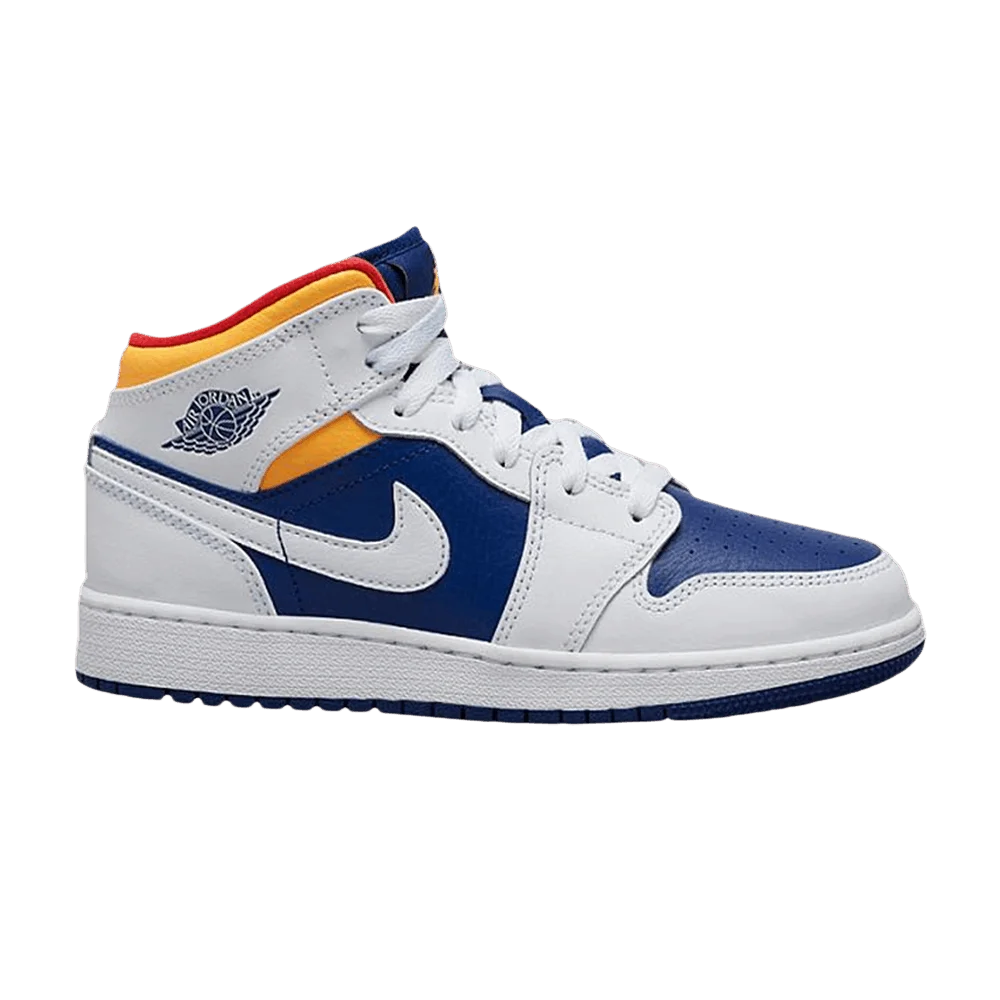 Кроссовки Air Jordan 1 Mid GS 'White Deep Royal Blue'