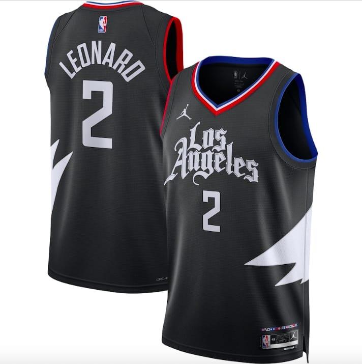 Баскетбольная джерси 2022-23 LA Clippers #2 Kawhi Leonard Swingman Statement Black Jersey