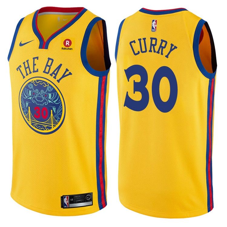 Баскетбольная джерси 2017-18 Stephen Curry Warriors #30 City Gold