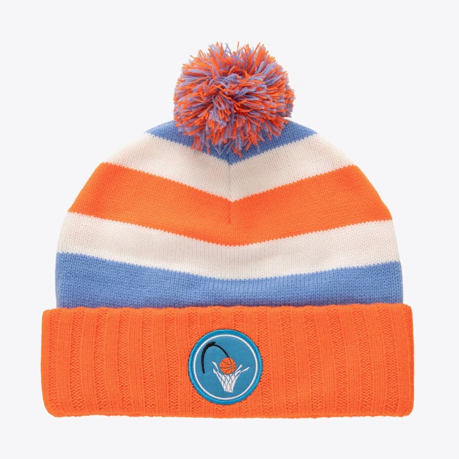 Шапка Mitchell & Ness Orange Cleveland Cavaliers Snow Day Hardwood Classics Cuffed Knit Hat with Pom