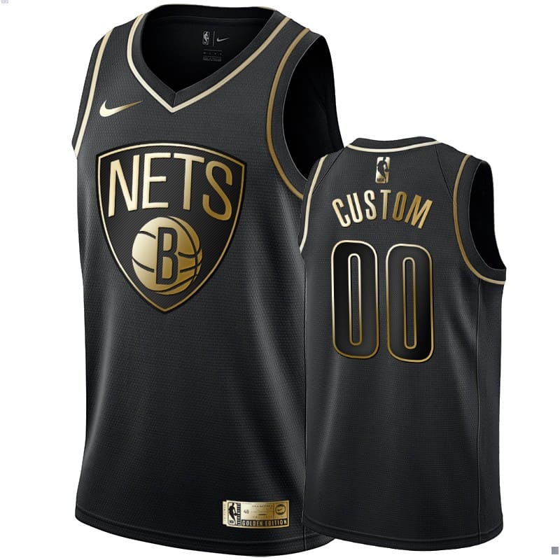 Баскетбольная джерси 2019-20 Brooklyn Nets #00 Custom Golden Edition Black Swingman Jersey