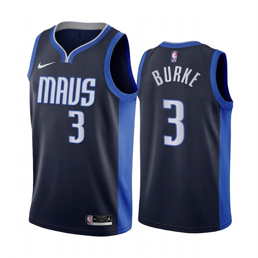 Баскетбольная джерси 2020-21 Dallas Mavericks #3 Trey Burke Earned Edition Navy Swingman Jersey