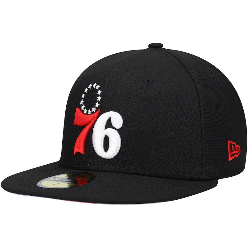 Кепка Men's New Era Black Philadelphia 76ers Team Wordmark 59FIFTY Fitted Hat